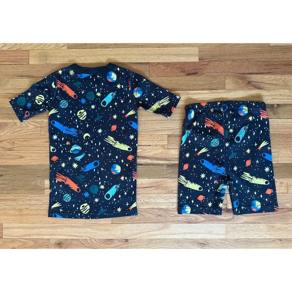 Hanna Andersson Kids Short Johns PJs in Outer Space Planets Print Size 10